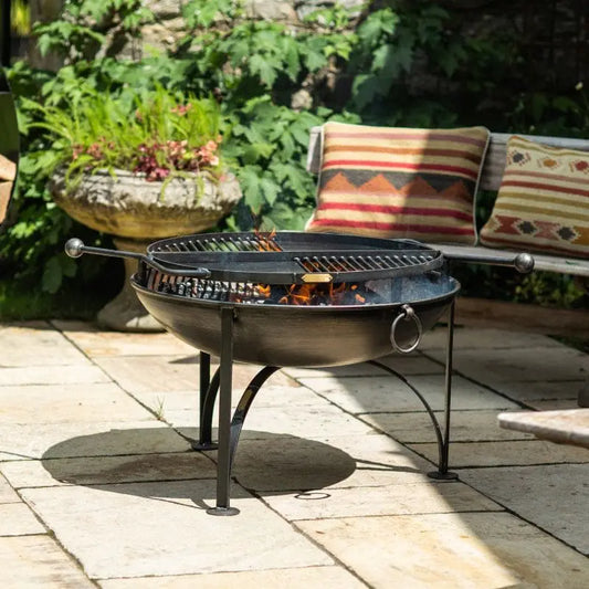 Firepits UK BBQ King 80 Fire Pit with Two Swing Arm BBQ Racks
