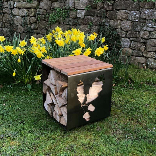 Firepits UK Log Store Seat Oak