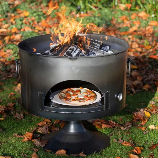 Firepits UK Pete’s Oven 70 Fire Pit With Swing Arm BBQ Rack & Lid