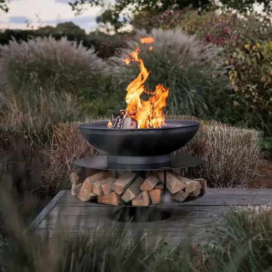 Firepits UK Ring of Logs 90 Fire Pit With Swing Arm BBQ Rack