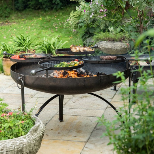 Firepits UK Plain Jane 120 Fire Pit with Four Swing Arm BBQ Racks