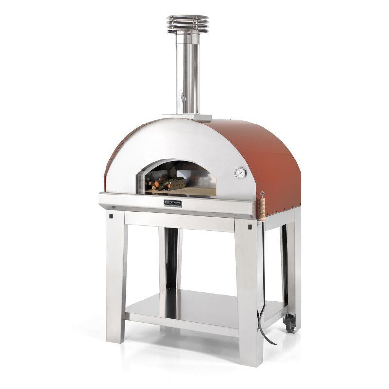 Fontana Mangiafuoco Wood Fired Pizza Oven Rosso With Stand