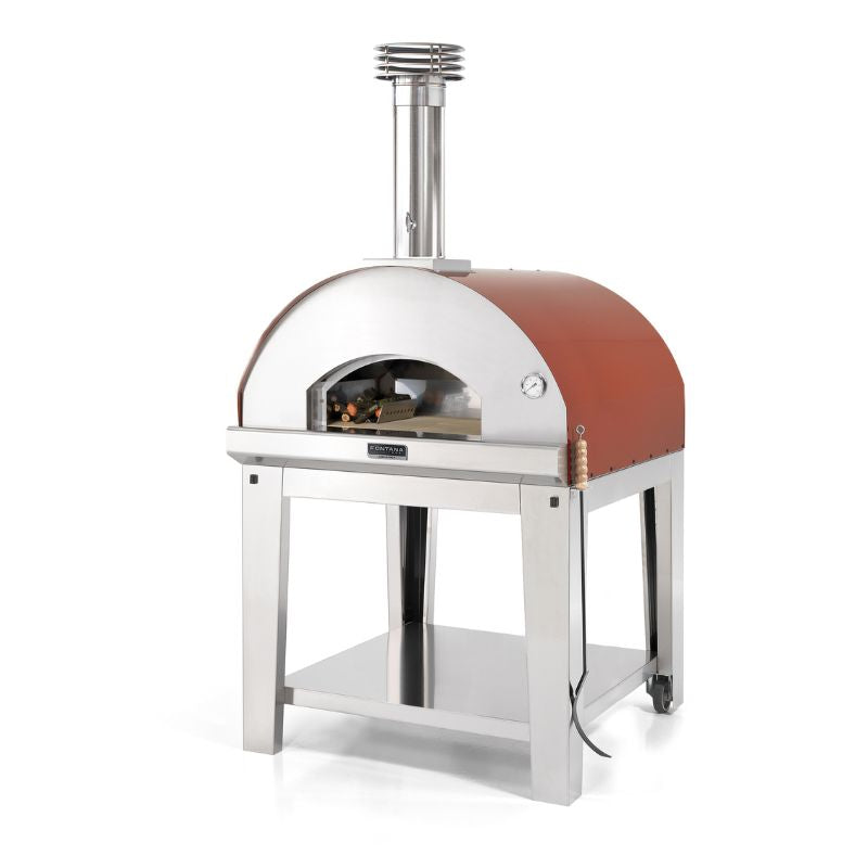 Fontana Marinara Wood Fired Pizza Oven With Trolley Starter Bundle Rosso