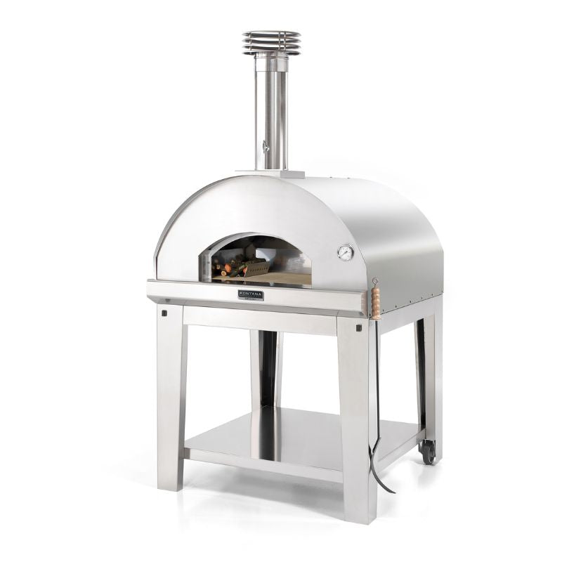 Fontana Marinara Wood Fired Pizza Oven With Trolley Starter Bundle Stainless Steel