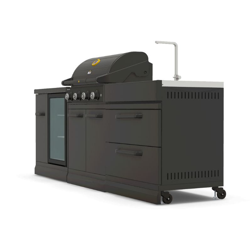 GRLLR Outdoor Kitchen 4 Burner BBQ with Fridge and Sink