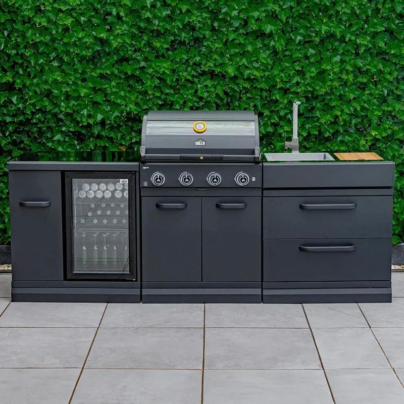 GRLLR Outdoor Kitchen 4 Burner BBQ with Fridge and Sink