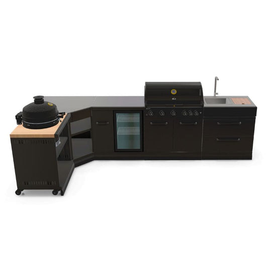 GRLLR Outdoor Kitchen - G5S 5 Burner BBQ, Fridge, Sink & Kamado Unit
