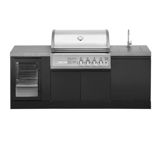 GrandPro 215 Crossray 4 Burner Outdoor Kitchen Fridge and Sink