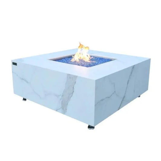 Elementi Fire Bianco Marble Porcelain Gas Fire Pit Table