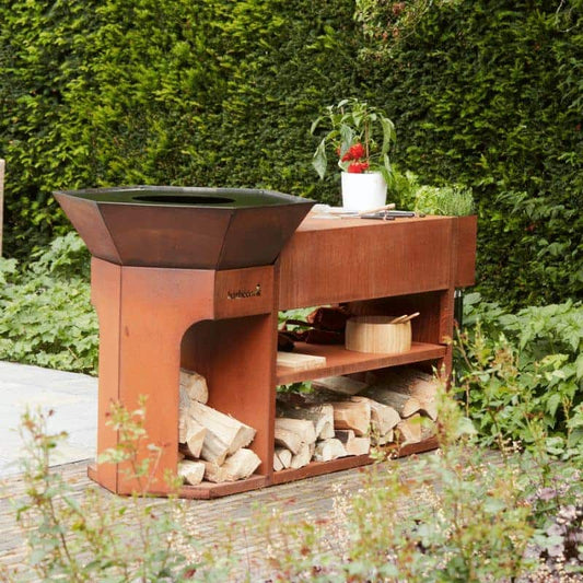 Barbecook Nestor Island Wood BBQ Corten Steel