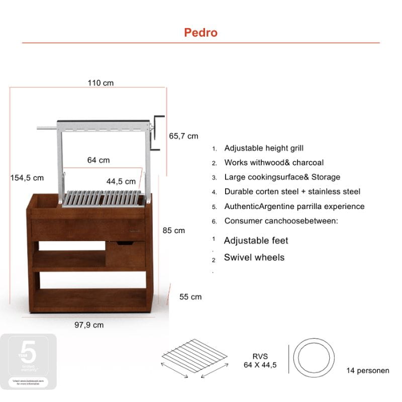 Barbecook Pedro Asado BBQ Corten Steel
