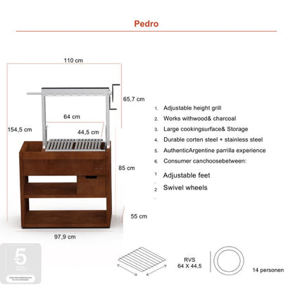Barbecook Pedro Asado BBQ Corten Steel