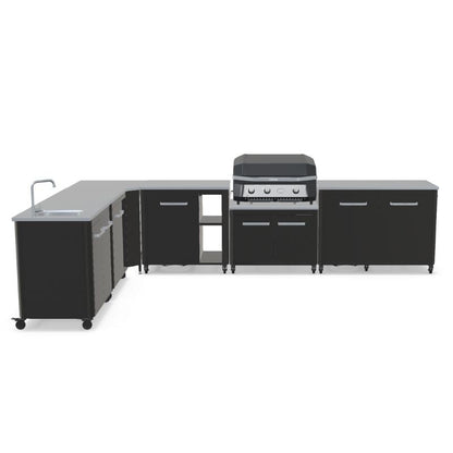 Cozze Modular Outdoor Kitchen - L Shaped, Gas Grill, Sink, Storage & Optional Pizza Oven No Pizza Oven