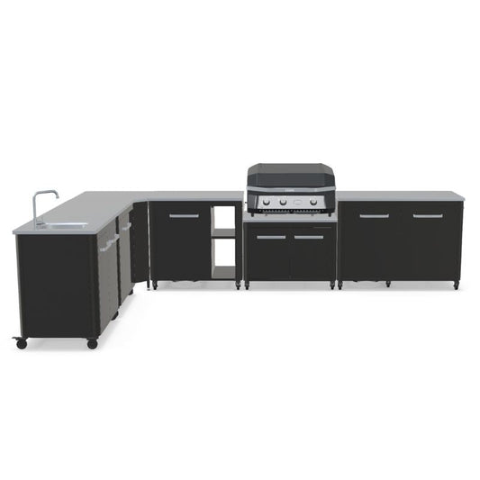 Cozze Modular Outdoor Kitchen - L Shaped, Gas Grill, Sink, Storage & Optional Pizza Oven No Pizza Oven