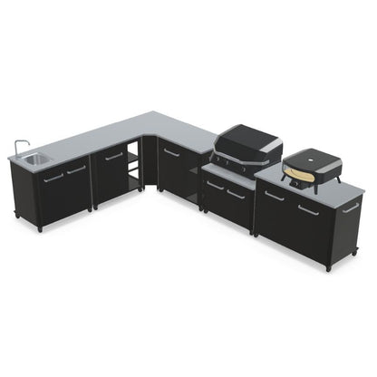Cozze Modular Outdoor Kitchen - L Shaped, Gas Grill, Sink, Storage & Optional Pizza Oven
