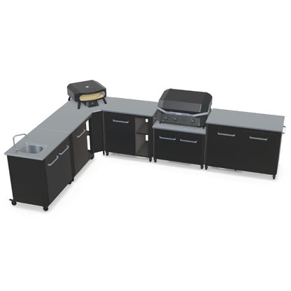 Cozze Modular Outdoor Kitchen - L Shaped, Gas Grill, Sink, Storage & Optional Pizza Oven