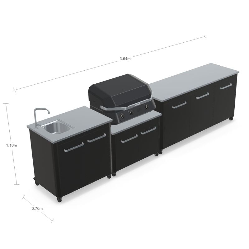 Cozze Modular Outdoor Kitchen - Gas Grill, Extra Storage & Sink