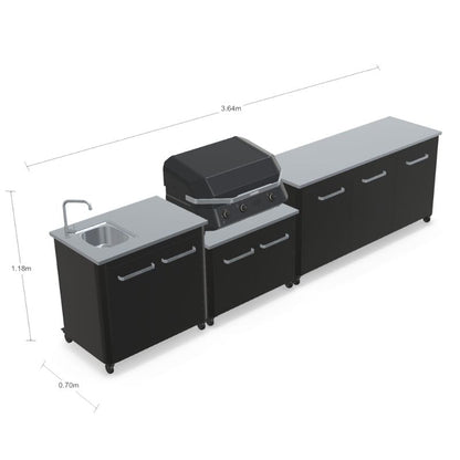 Cozze Modular Outdoor Kitchen - Gas Grill, Extra Storage & Sink