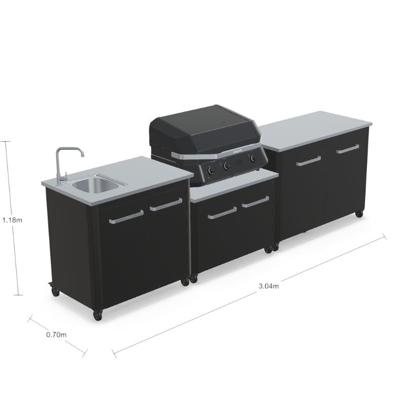 Cozze Modular Outdoor Kitchen - Gas Grill, Storage & Sink