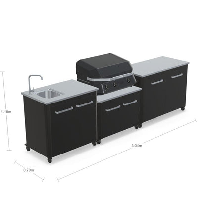 Cozze Modular Outdoor Kitchen - Gas Grill, Storage & Sink