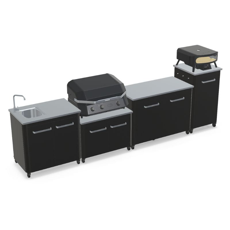 Cozze Modular Outdoor Kitchen - Gas Grill, Storage & Sink with Optional Pizza Oven Cozze 17" Rotate Black Edition
