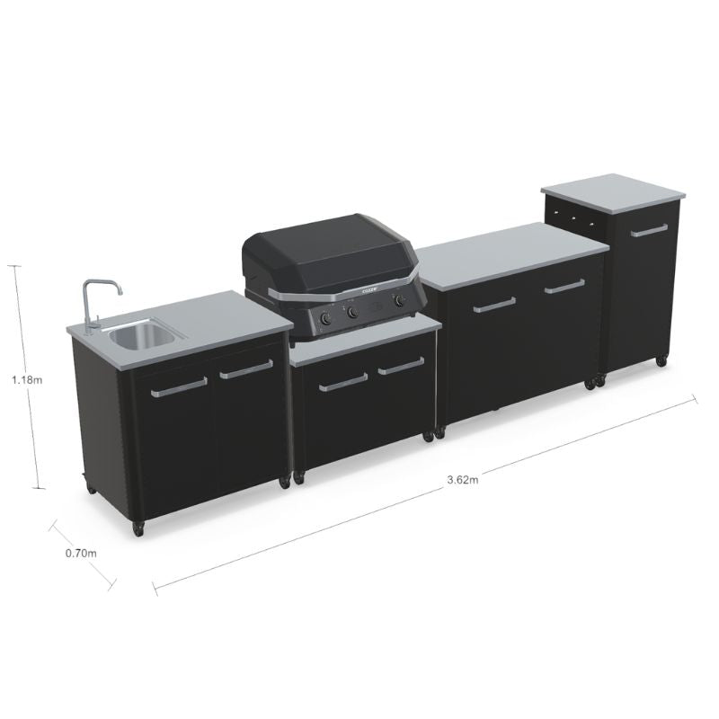Cozze Modular Outdoor Kitchen - Gas Grill, Storage & Sink with Optional Pizza Oven