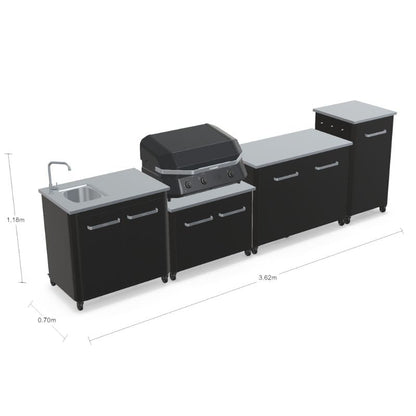 Cozze Modular Outdoor Kitchen - Gas Grill, Storage & Sink with Optional Pizza Oven
