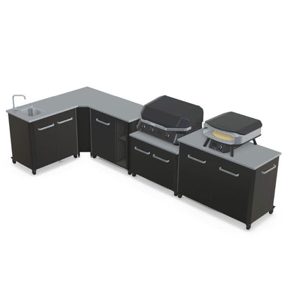 Cozze Modular Outdoor Kitchen - L Shaped with Gas Grill, Sink, Storage & Optional Pizza Oven