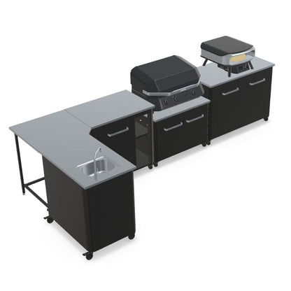 Cozze Modular Outdoor Kitchen - L Shaped with Gas Grill, Sink, Storage & Optional Pizza Oven Cozze 17" Premium Rotate