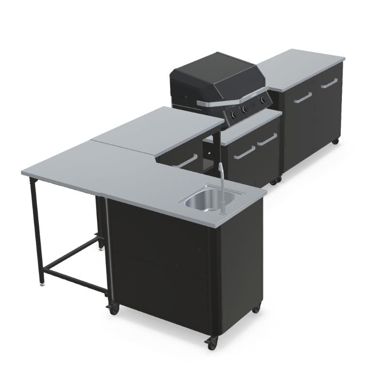 Cozze Modular Outdoor Kitchen - L Shaped with Gas Grill, Sink, Storage & Optional Pizza Oven