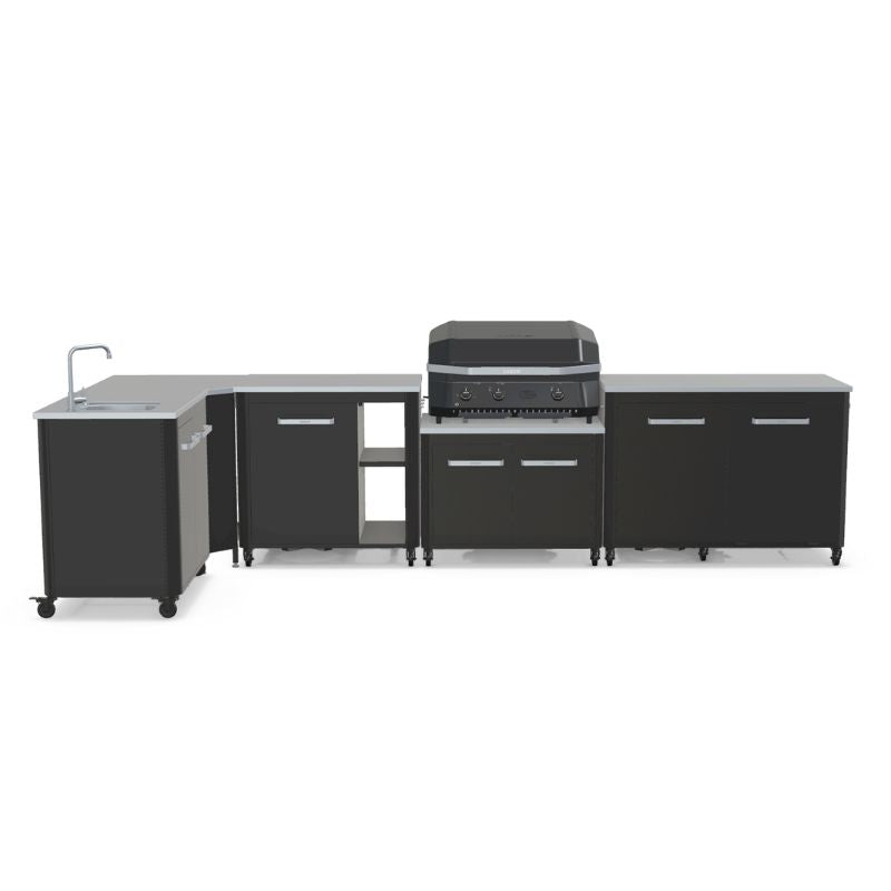 Cozze Modular Outdoor Kitchen - L Shaped with Gas Grill, Sink, Storage & Optional Pizza Oven No Pizza Oven