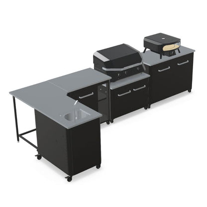 Cozze Modular Outdoor Kitchen - L Shaped with Gas Grill, Sink, Storage & Optional Pizza Oven Cozze 17" Rotate Black Edition