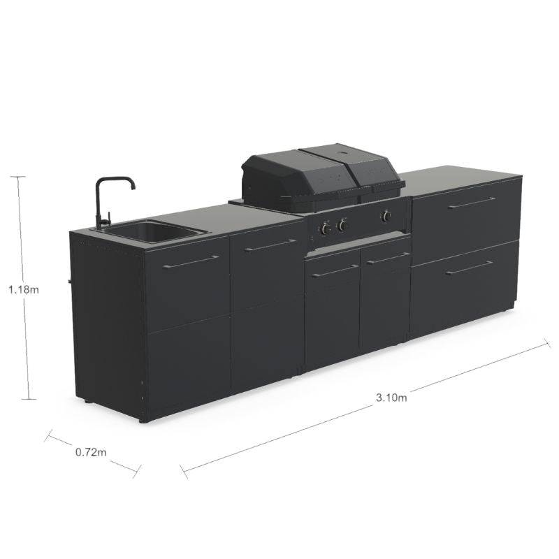 Cozze Elements Modular Outdoor Kitchen - Gas Grill, Storage & Sink Cozze