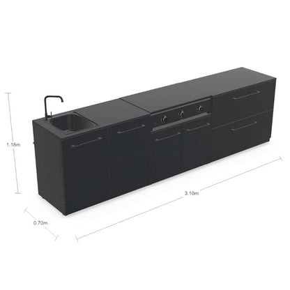 Cozze Elements Modular Outdoor Kitchen - Gas Grill, Storage & Sink Cozze