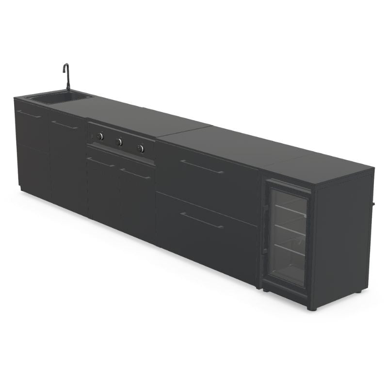 Cozze Elements Modular Outdoor Kitchen - Gas Grill, Storage, Fridge & Sink Cozze