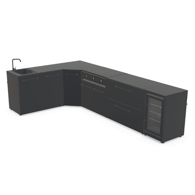 Cozze Elements Modular Outdoor Kitchen - L Shape with Grill, Storage, Fridge & Sink Cozze