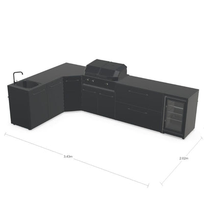 Cozze Elements Modular Outdoor Kitchen - L Shape with Grill, Storage, Fridge & Sink Cozze