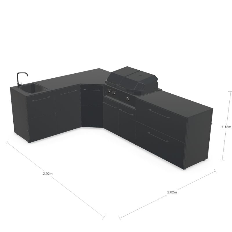Cozze Elements Modular Outdoor Kitchen - L Shape with Grill, Storage & Sink Cozze