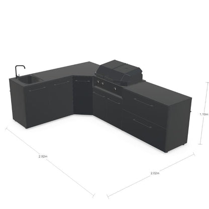 Cozze Elements Modular Outdoor Kitchen - L Shape with Grill, Storage & Sink Cozze