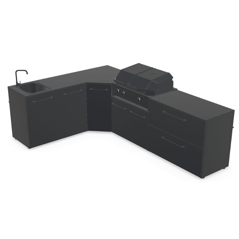 Cozze Elements Modular Outdoor Kitchen - L Shape with Grill, Storage & Sink Cozze