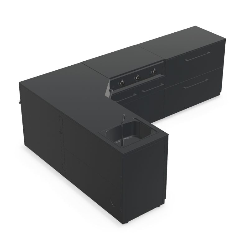 Cozze Elements Modular Outdoor Kitchen - L Shape with Grill, Storage & Sink Cozze