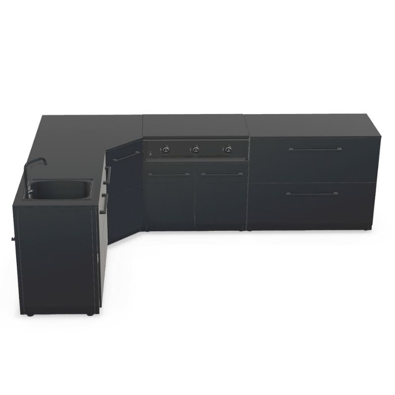 Cozze Elements Modular Outdoor Kitchen - L Shape with Grill, Storage & Sink Cozze