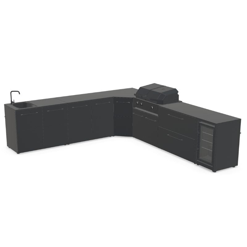 Cozze Elements Modular Outdoor Kitchen - L Shape with Grill, Storage, Fridge & Sink Cozze