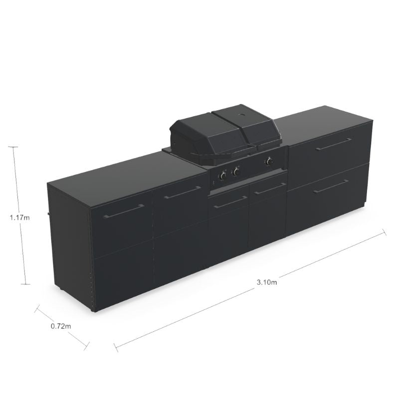 Cozze Elements Modular Outdoor Kitchen - Quattro 900 Grill with Storage