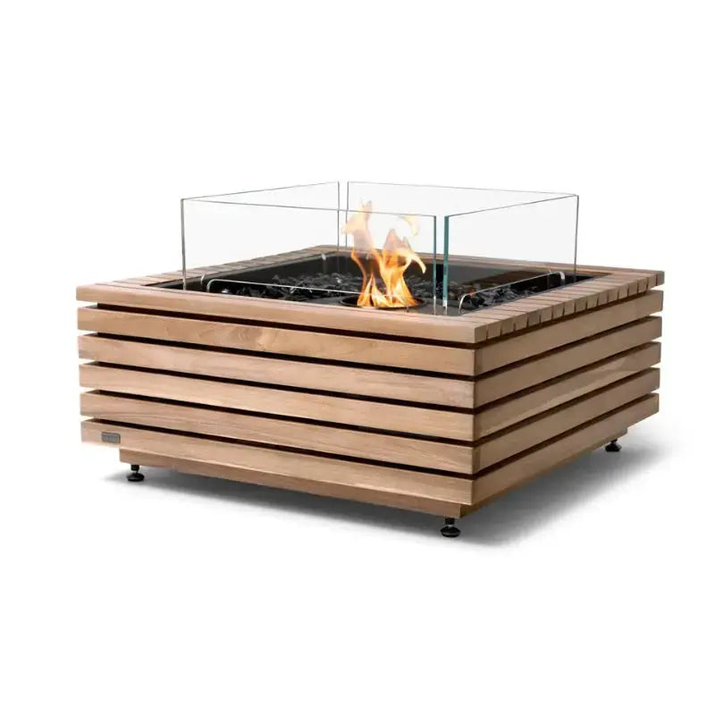 EcoSmart Fire Base 30 Bioethanol Fire Pit Table Teak Black Burner 