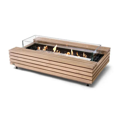 EcoSmart Fire Cosmo 50 Bioethanol Fire Pit Table Teak Stainless Steel Burner 