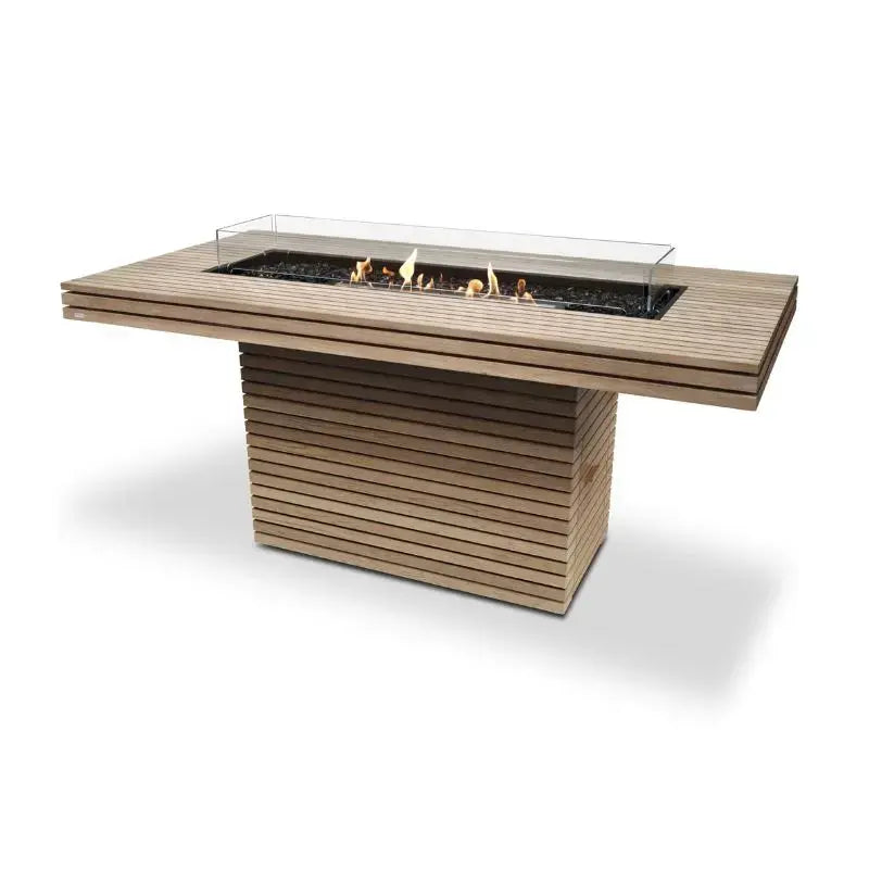 EcoSmart Fire Gin 90 (Bar) Bioethanol Fire Pit Table Teak Black Burner 