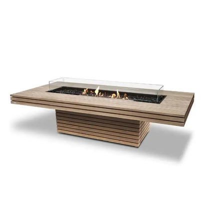 EcoSmart Fire Gin 90 (Chat) Bioethanol Fire Pit Table Teak Black Burner 