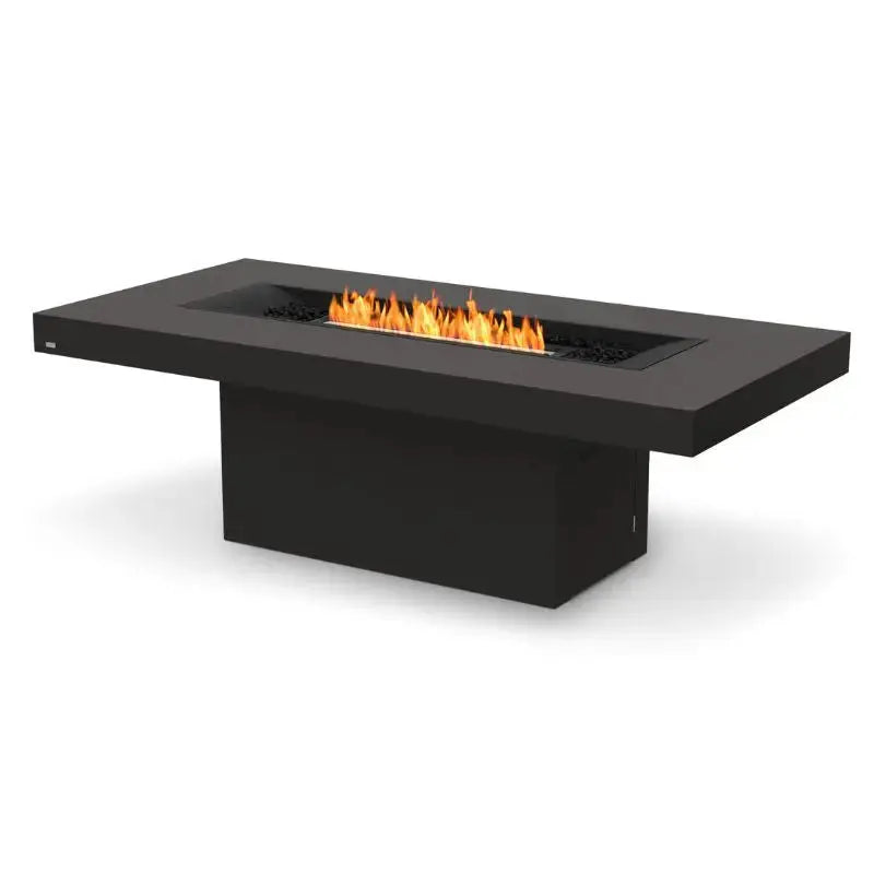 EcoSmart Fire Gin 90 (Dining) Bioethanol Fire Pit Table Graphite Black Burner 