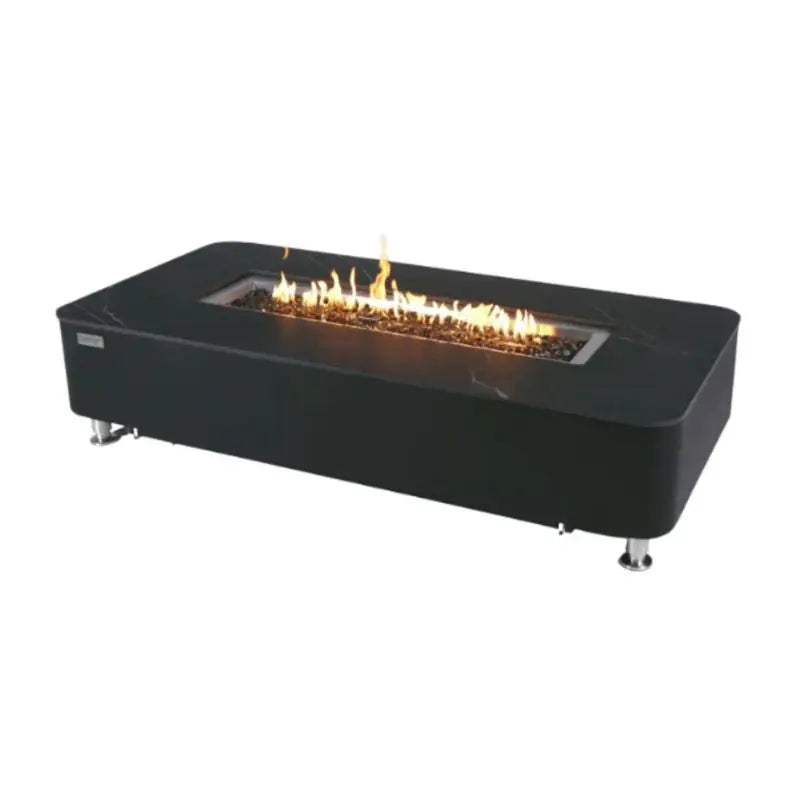 Elementi Fire Valencia Black Marble Porcelain Gas Fire Pit Table   